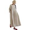 JINJUDUO Long Loose Cotton Women's Dress, Fashionable, Cute, Fit, Vegan, Trim, Casual, Summer, Autumn, (Apricot, XL)