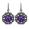 [L6687] - Silver Earrings 'Sappho' Purple Gray (rhodium Plated) - 15x15 Mm