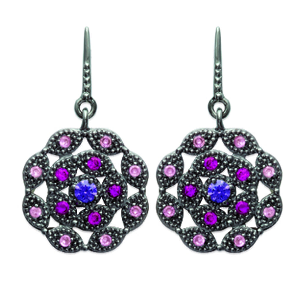 Les Trésors De Lily [L6687] - Silver Earrings 'Sappho' Purple Gray (rhodium Plated) - 15x15 Mm