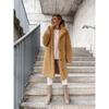 Women's Solid Color Long Sleeve Lapel Plus Size Long Plush Jacket