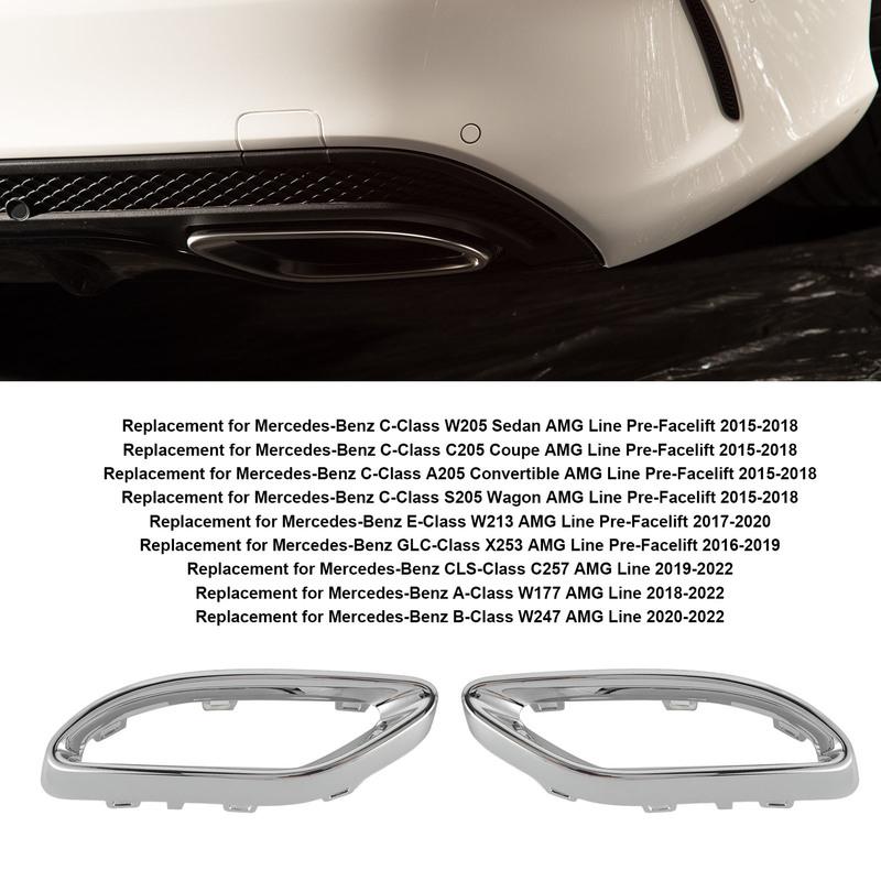 Хромированные накладки на выхлопные трубы Replacement для Mercedes‑Benz A B C E GLC CLS‑Class W177 W247 W205 W213 X253 C257