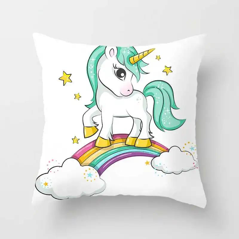 Мультяшный единорог, креативный дизайн розовой девушки, простая домашняя наволочка
