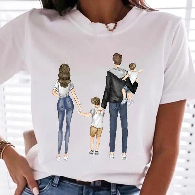 Women Family Mom Mother Mama T-shirts Female T Tee Cartoon Sweet Love Son 90s Clothes Lady Casual Shirt Graphic Tshirt Top