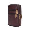 Men's Genuine Leather Waist Pack Bag Double Zipper Cell Mobile Phone Case Coin Purse Pocket Pouch