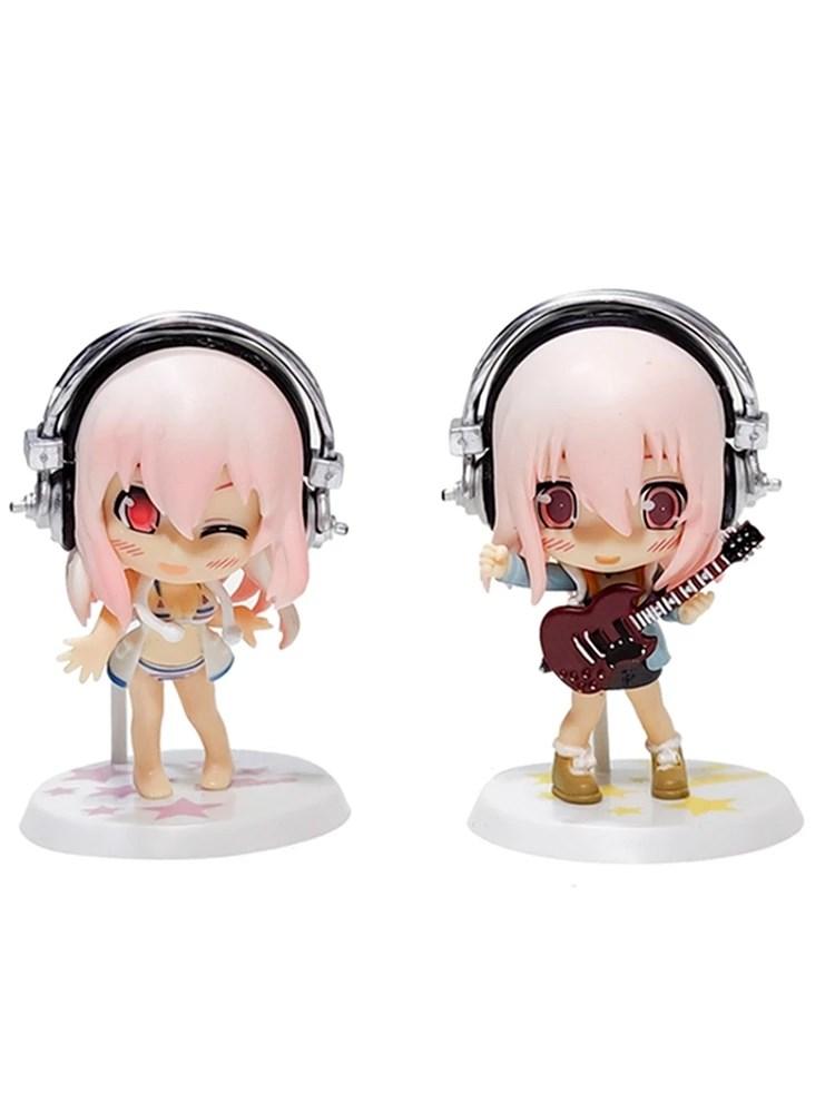 Lovely 5 Styles Super Sonic Japanese Anime Character Model Super Sonic Work-set Collection Swimsuit Movable PVC Material 10CM Doll