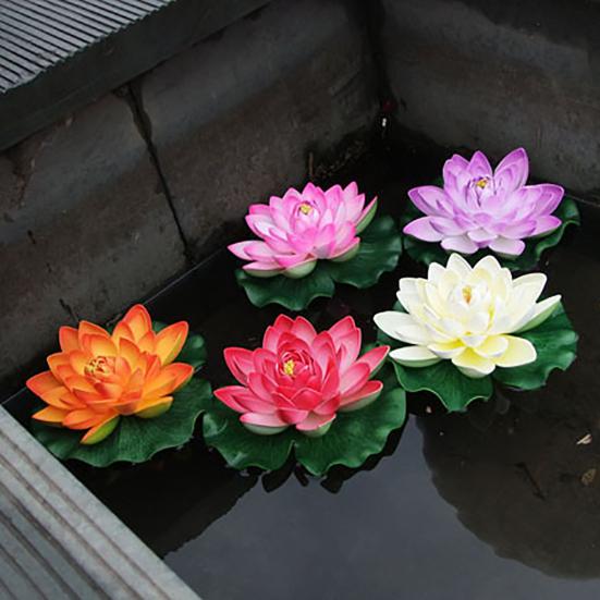 Artificial Lotus Flower Fake Floating Water Lily Garden Pond Fish Tank Decor