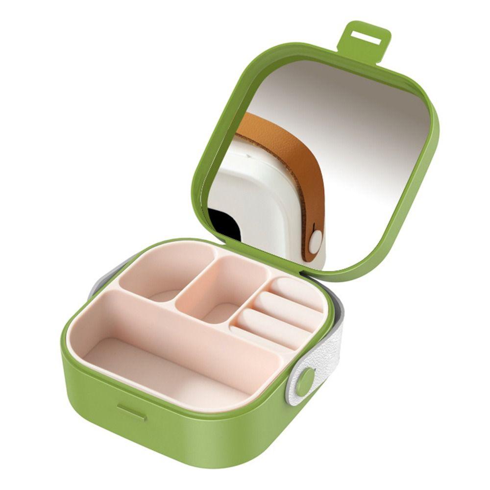 PU Handle Necklace Ring Case Plastic Earring Organizer Cute Silicone Liner Jewelry Box Travel
