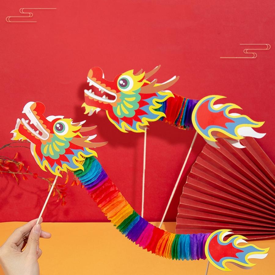 1pc 2025 Year of the Snake Spring Festival Folding Dragon Chinese New Year Ornament DIY Handmade Decoration Pendant