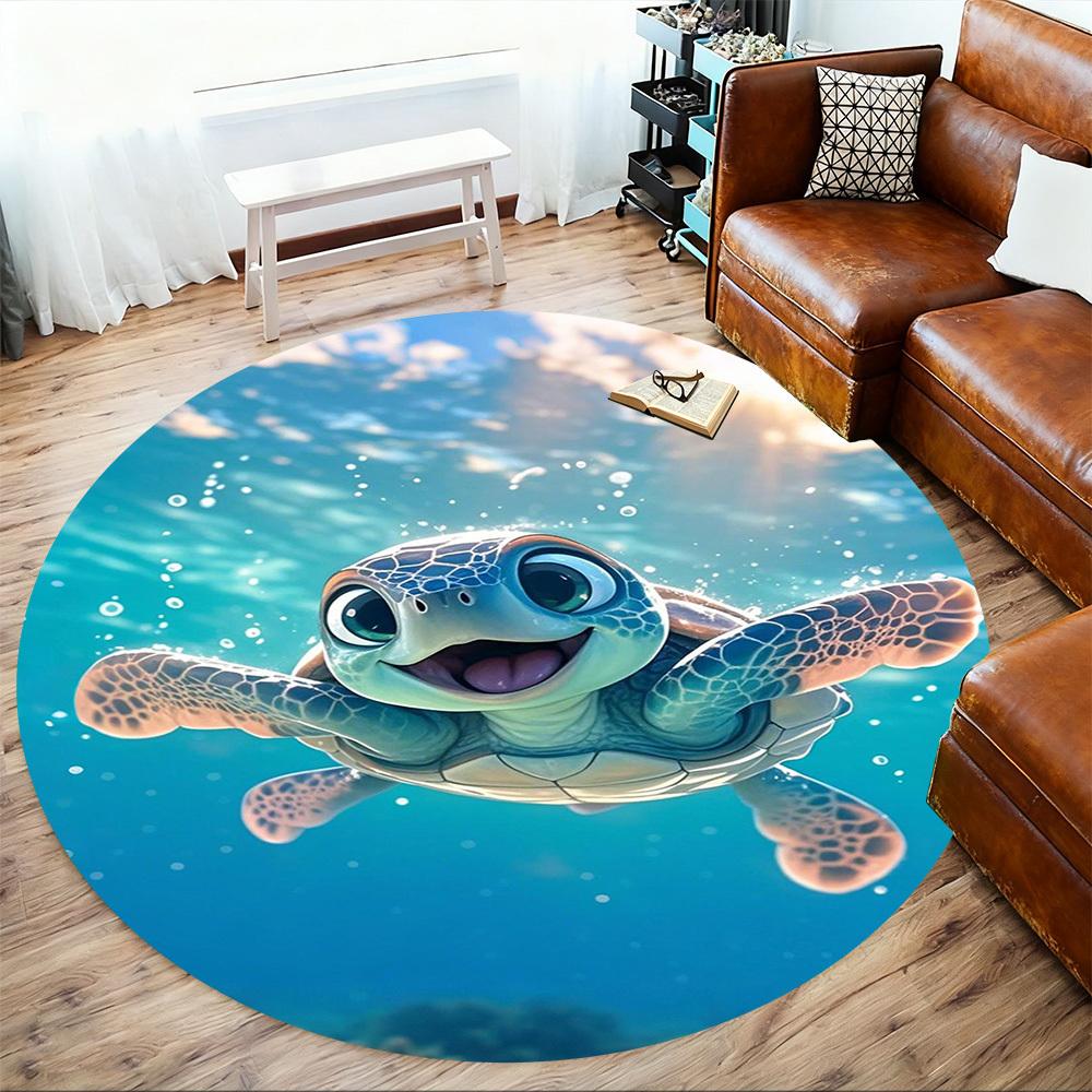 1PC Sea turtle Ocean Round Chair mat Area Rug - Non-Slip, Floor Mat for Office, Bedroom, home decor Christmas Gift c0528059