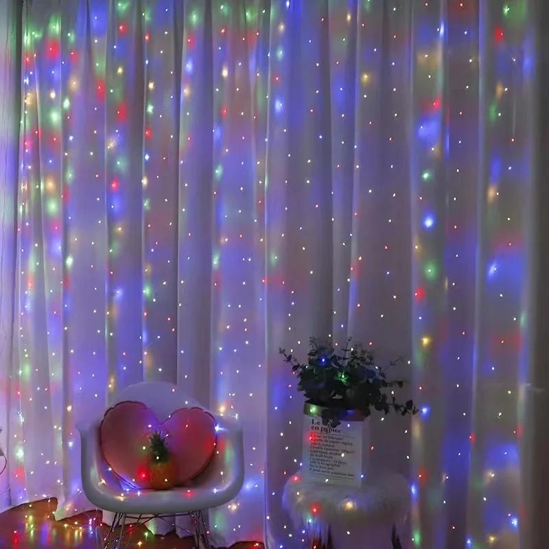 LED Curtain String Lights Fairy Decoration USB Holiday Garland Lamp 8 Mode For Home Garden Christmas Party New Year Wedding