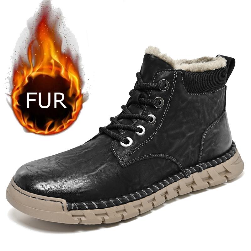 Модные зимние плюшевые мужские ботинки-дезерты на шнуровке, модные уличные дизайнерские ботинки на толстой подошве, повседневная деловая обувь, нескользящие ботинки для ходьбы