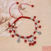 New Women's Summer Red Rope Natural Agate Anklet Retro Safety Lock Fringed Bell Natural Anklet Accessories