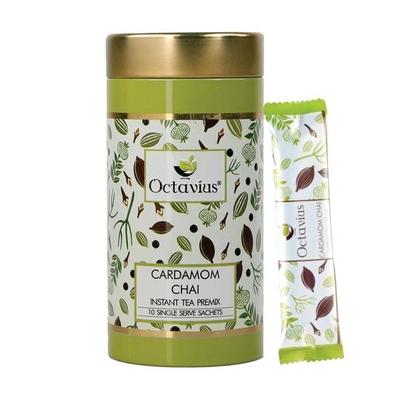 Octavius | Чай с кардамоном Premix - 10 пакетиков | Чай Elaichi | Подарочная жестяная упаковка | Готовая чайная смесь | Готовый чай(15 г х 10 пакетиков)
