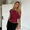 Европейский и американский темперамент элегантный топ с открытым плечом, кружевной вставкой на талии, коротким рукавом, новая узкая и тонкая однотонная футболка
