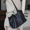 2025 Minimalist Solid Genuine Leather Tote Package Single Compartment Large Capacity Women's Handbag Underarm Bag Handheld Bag Cowhide