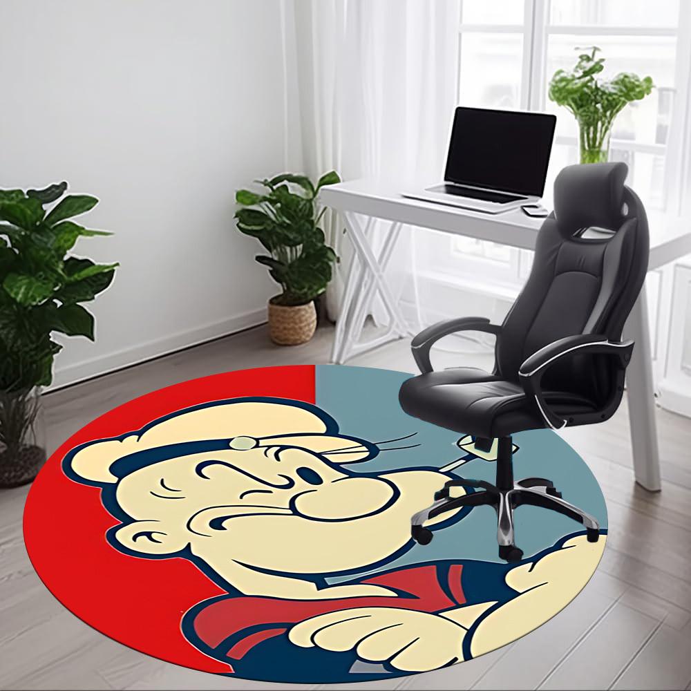 1pc Popeye Office Round Area Rug, Under Office Chairs Bedroom Living Room Home Decor, Room Deco, Available in Various Sizes166