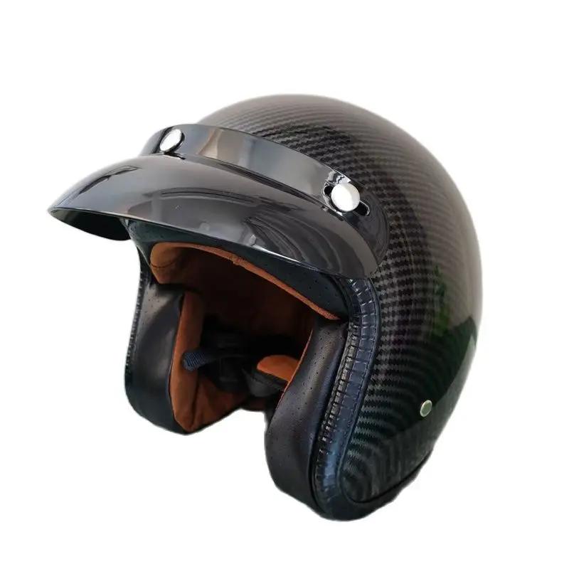 Ретро 3/4 Открытый Мотоциклетный Шлем Одобрен DOT Cafe Racer Chopper Шлем Ретро Стиля Сертифицирован CE