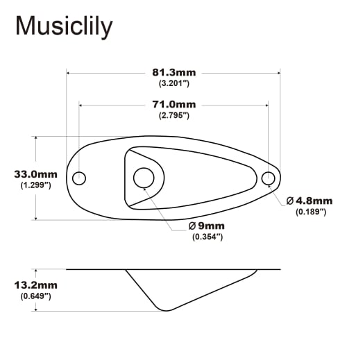 Musiclily Basic Boat-Shaped Strat Jack Plate for Strat Electric Guitar, Chrome (Pack of 2)