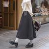Winter 2024 Women's High-Waisted Wool Blend Pleated Midi Skirt – Slimming A-line Casual Style