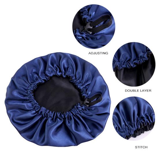 Nightcap with Elastic Band 2-layered Extra Large Sleeping Satin Bonnet Smooth High Density Women Braids Curly Night Hat Sleeping Cap for Home Salon