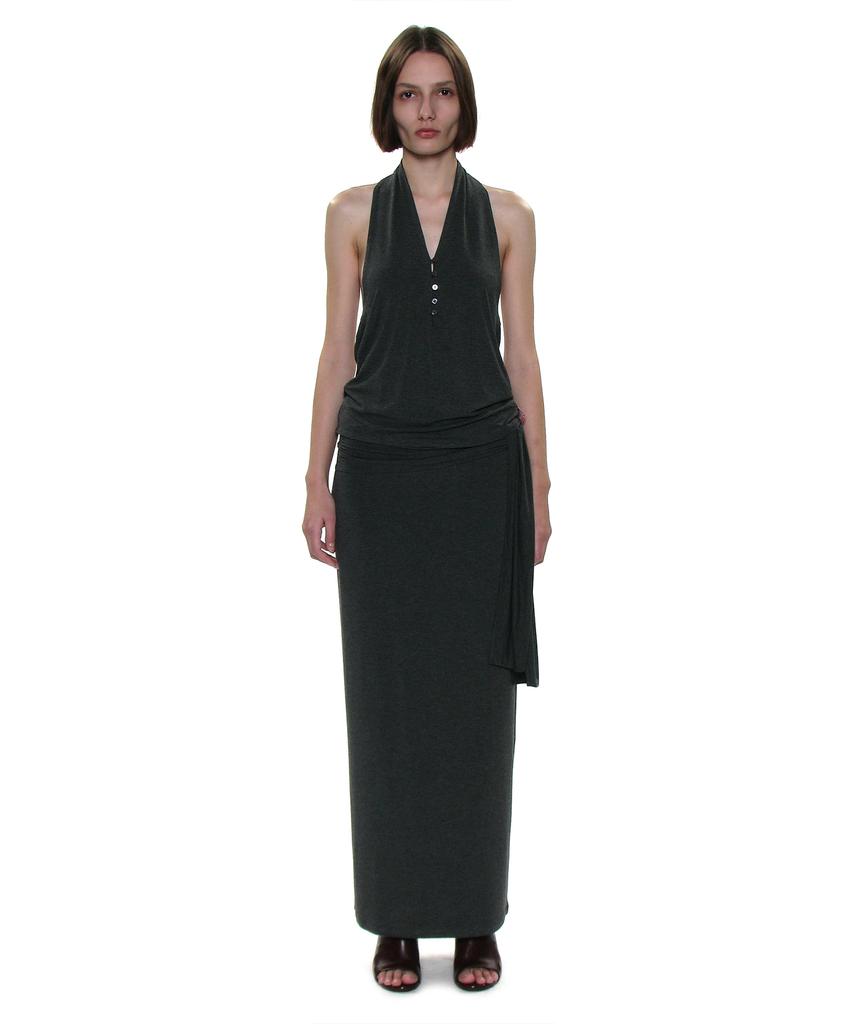 Partimento Woman Pwc Bow Tie Waist Jersey Maxi Skirt_8 Colors