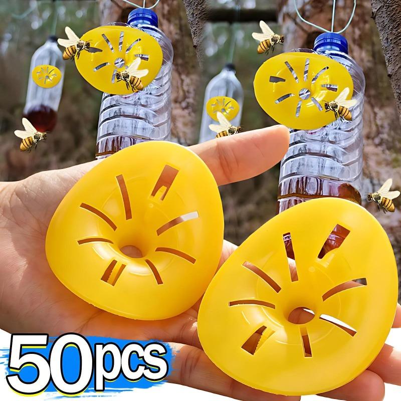 5/50PCS Reusable Yellow Plastic Bee Catcher Flower Shaped Flying Insects Funnel Wasp Trap Pest Control Killer Household Outdoor