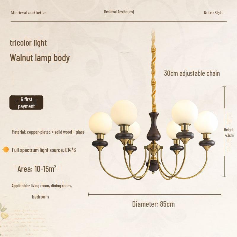 Люстра из цельного дерева в средневековом стиле: Французский художественный дизайн для гостиной, спальни или ресторана