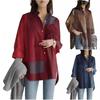 2024 Women's Fashion Loose Casual Plaid Patchwork Long-Sleeve Irregular Shirt for Autumn and Winter