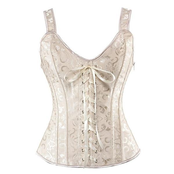 New Women's Brocade Jacquard Shoulder Straps Tank Corset Bustiers