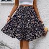 Women's Fashionable Floral Print Elastic Waist Strap Versatile Casual Skirt