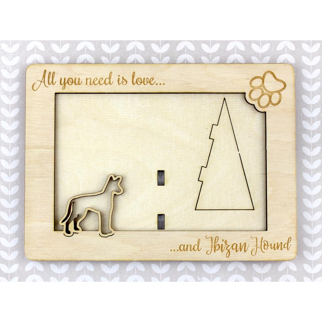 Ibizan Hound, Ibizan Podenco, Ibizan Warren Hound - Photo frame, engraved wooden frame, a lovely gadget for the dog lover by Art-Dog