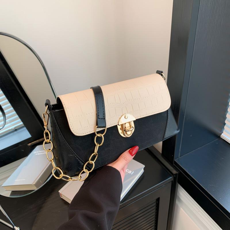 Персонализированная сумка с контрастной цветной вставкой для женщин, новая популярная сумка кроссбоди, сумка на одно плечо, сумка подмышку, сумка с каменным узором