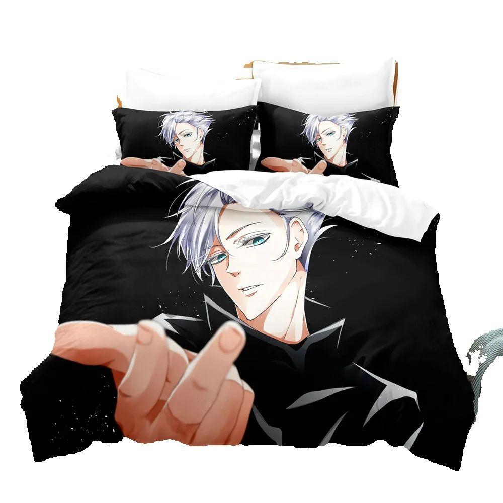 Japanese Famous 3D Anime J-Jujutsu K-Kaisens S-Satoru G-Gojos Christmas Gift King Twin Double Child Bedding Set Microfiber Duvet Cover Set