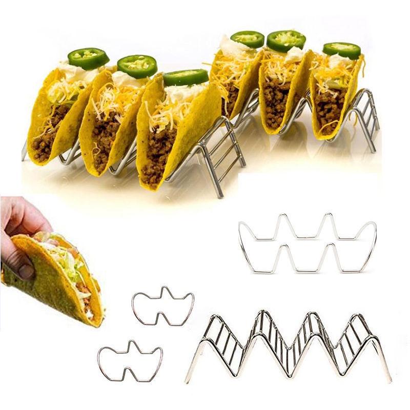 Premium Food Grade Stainless Steel U-shaped 2-slot Taco Rack For Tables