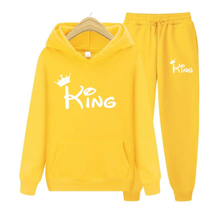 Осенне-зимние толстовки + брюки, комплект из двух предметов, мужские и женские толстовки с принтом king, спортивные костюмы, брюки для бега, плотная теплая одежда для мужчин