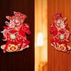 1 Pair Chinese Style New Year Door Sticker Flocking Paper Spring Festival Couplets  Celebration