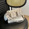 Designer Plaid Shoulder Bag Multi Pocket Women Handbag Korean Striped Armpit Bag  Daily