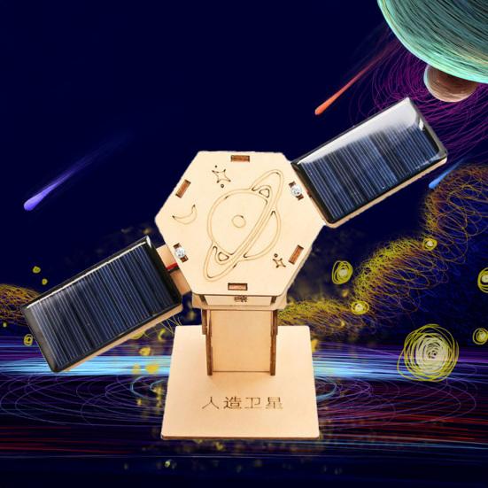 DIY Solar Artificial Satellite Model Kit Educational Handmade Wooden Puzzle Moon Rover