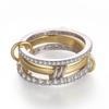 Роскошное кольцо с тремя переплетающимися кольцами, полностью инкрустированное бриллиантами и цирконами, двухцветное, трехкольцевое, многоэлементное, модное ювелирное изделие, в наличии