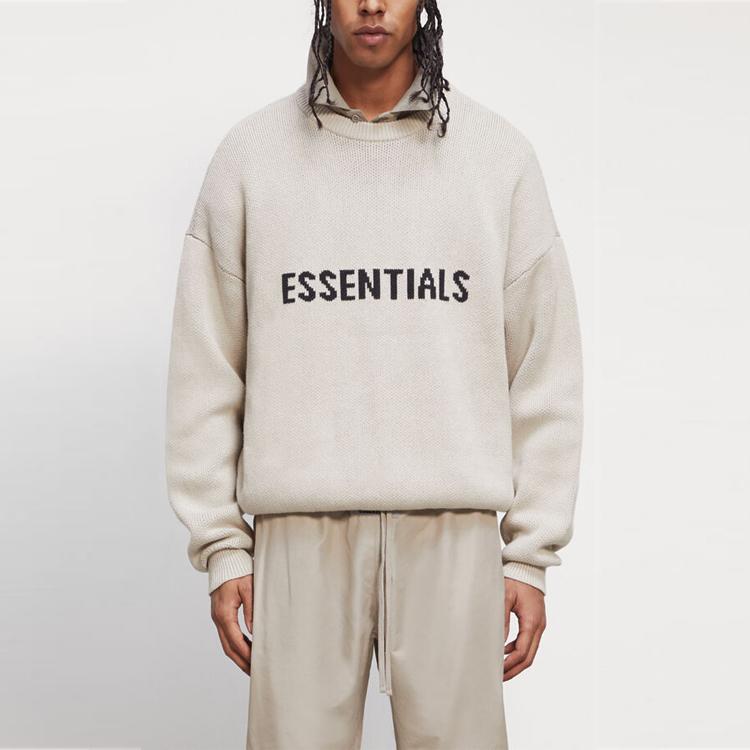 Fear of God Essentials FW20 вязаный американский свитер с круглым вырезом и принтом, унисекс, цвет зеленый мох 0192508520005245