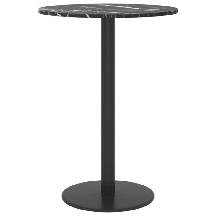 VidaXL Table Top Black Ø30x0.8 Cm Tempered Glass with Marble Design
