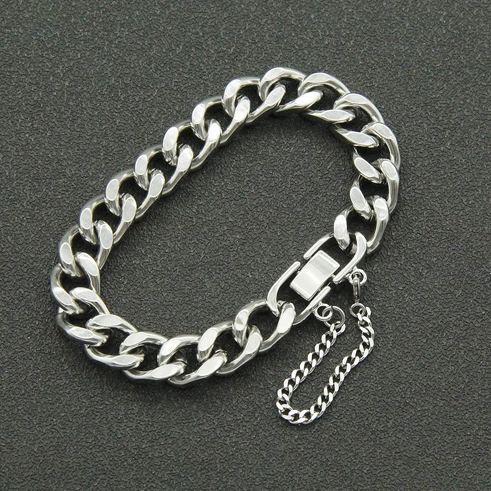 Rockyu Браслет из нержавеющей стали с серебряным и 18-каратным золотым покрытием, стильный толстый 10 мм, хип-хоп аксессуар, мужская цепочка, браслет, цепочка, широкий,
