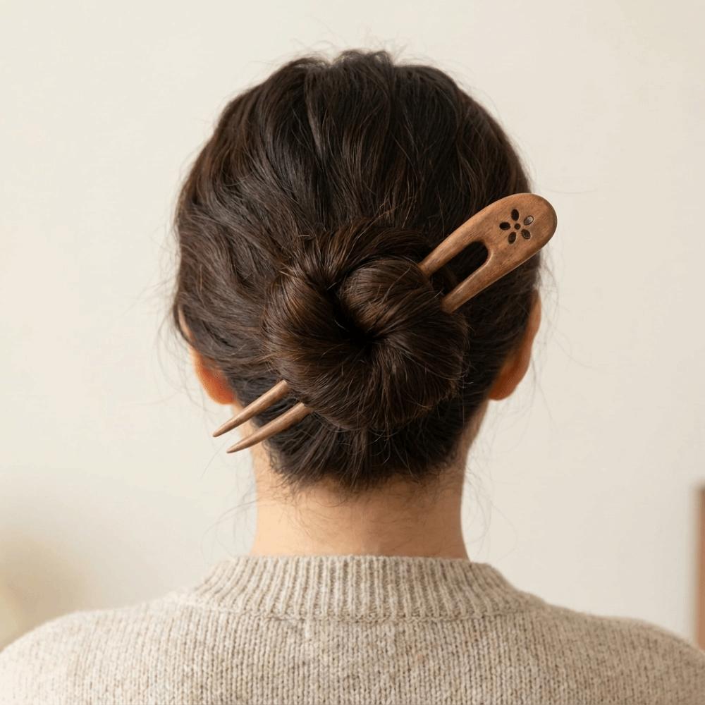U Shaped Wooden Hair Sticks Handmade Wood Hairpins and Clips Hair Accessories