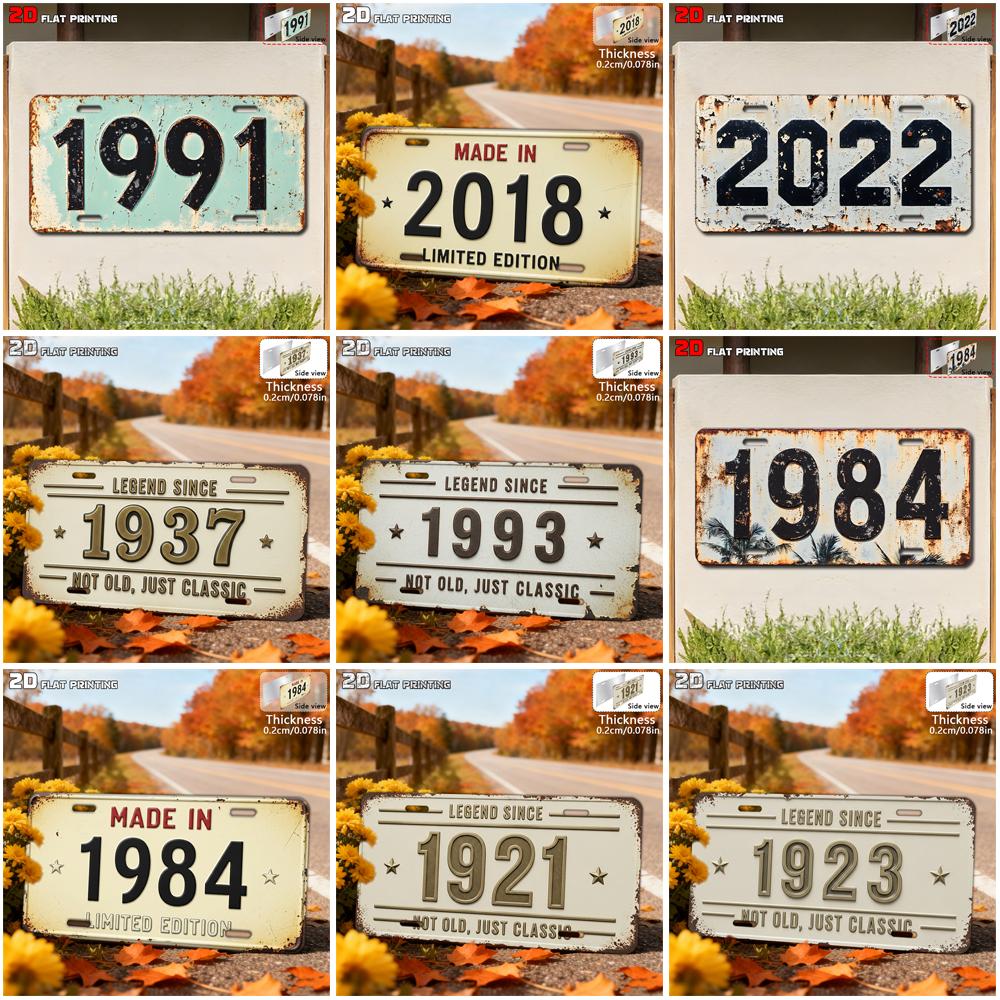 Vintage Distressed Year Number Palm Pattern Slogan License Plate Metal Tin Sign Retro Wall Decor For Bar Cafe Home Garden