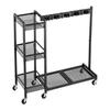Broom Holder with Cleaning Supplies Organizer, Garage Storage Metal, Cleaning Cart with Mop Hanger, for Home Brooms, Detergent, Brushes, Heavy-Duty