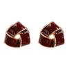 French Vintage Red Geometric Earrings: Retro Style, High-End Luxury Drip Glaze, Unique Niche Design