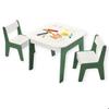 GINGER HOME Table Enfant 4 en 1 avec 2 Chaises – Plateaux Réversibles, Tableau Noir &amp; Blocs type LEGO – Design FOREST