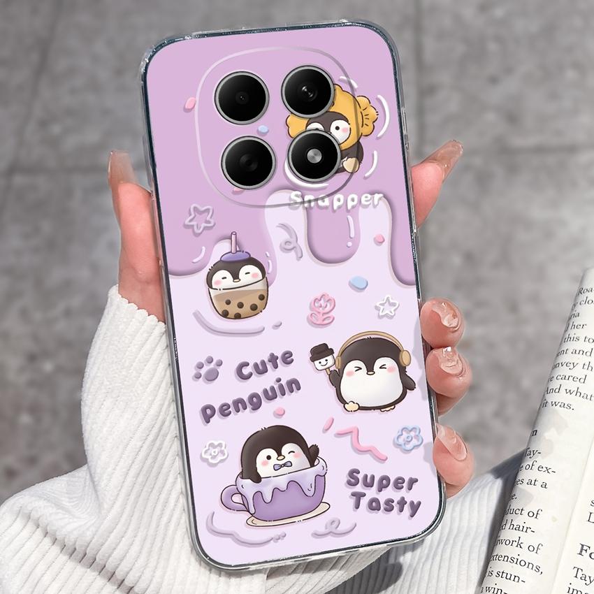 For Redmi Note 15 14 13 Pro Plus 5 5A 4 4X Phone Case Chinese Style Red-Crowned Crane Patterns Transparent TPU Shockproof Casing For Redmi Soft Covers