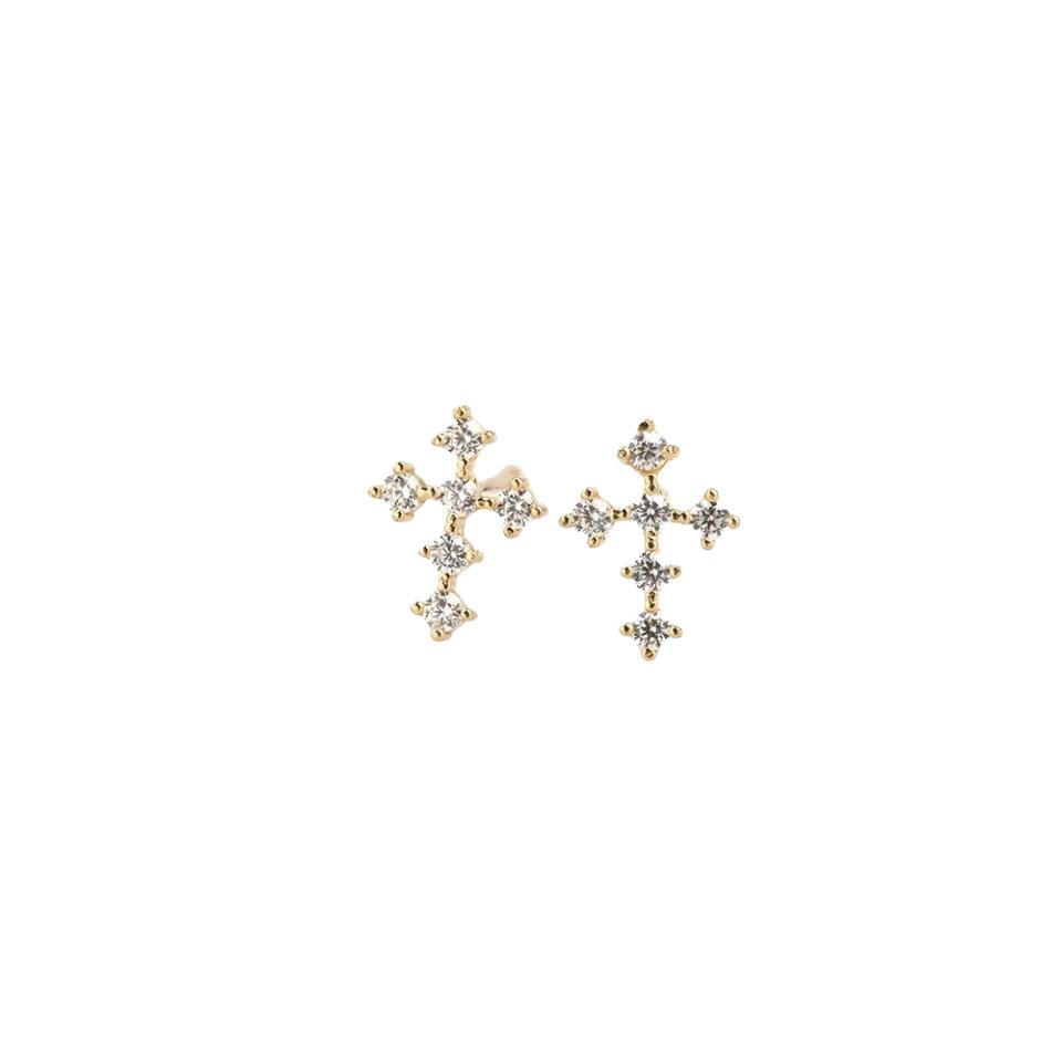 S925 Sterling Silver Mini Simple and Light Luxury Cross Diamond Earrings Japanese Minority Style Earrings