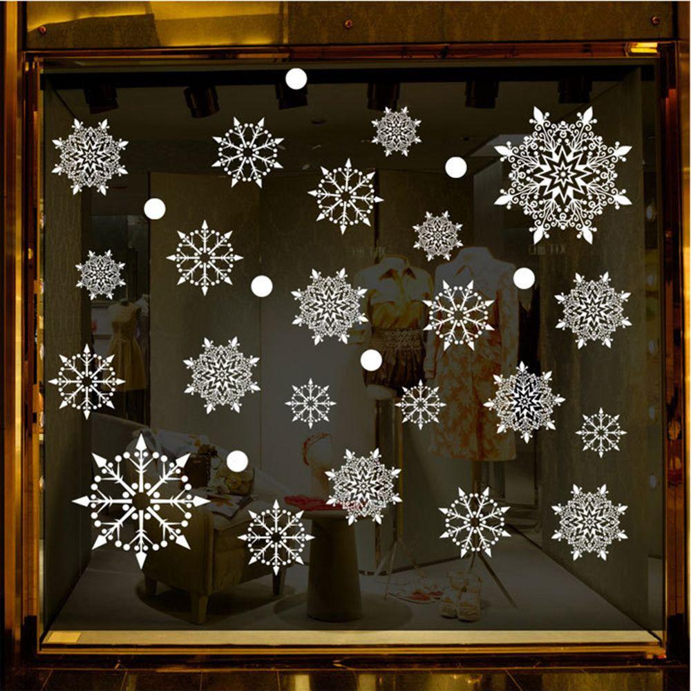 1 Set Gifts Ornament Christmas Shopwindow Decor Snow Flakes Decals Wall Art Wall Stickers